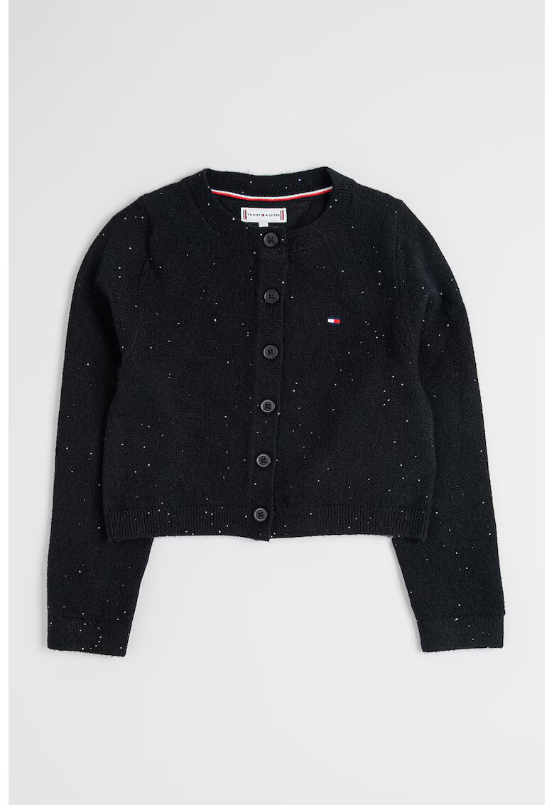 Tommy Hilfiger Cardigan cu nasturi si aplicatii de paiete - Negru
