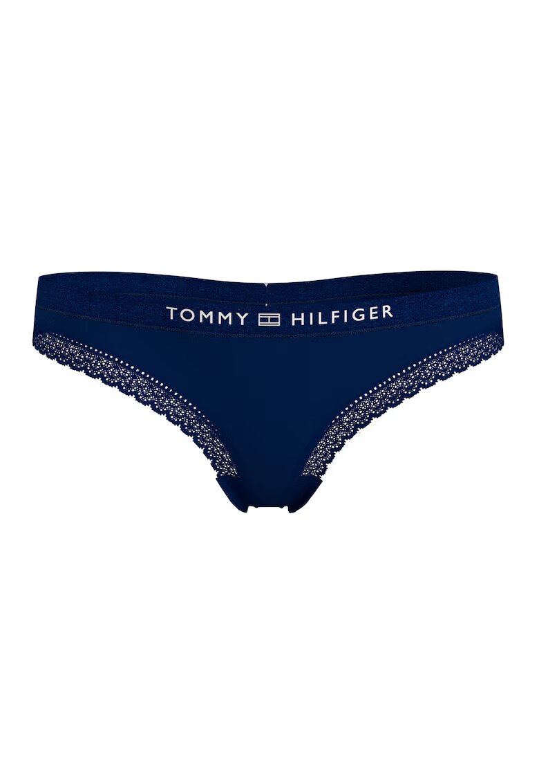 Tommy Hilfiger Chiloti tanga cu detalii de dantela - Bleumarin