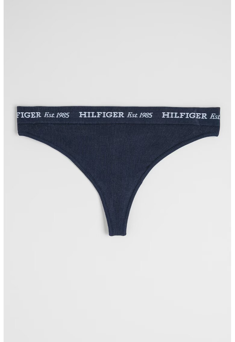 Tommy Hilfiger Chiloti tanga din amestec de bumbac cu banda logo - Albastru ultramarin