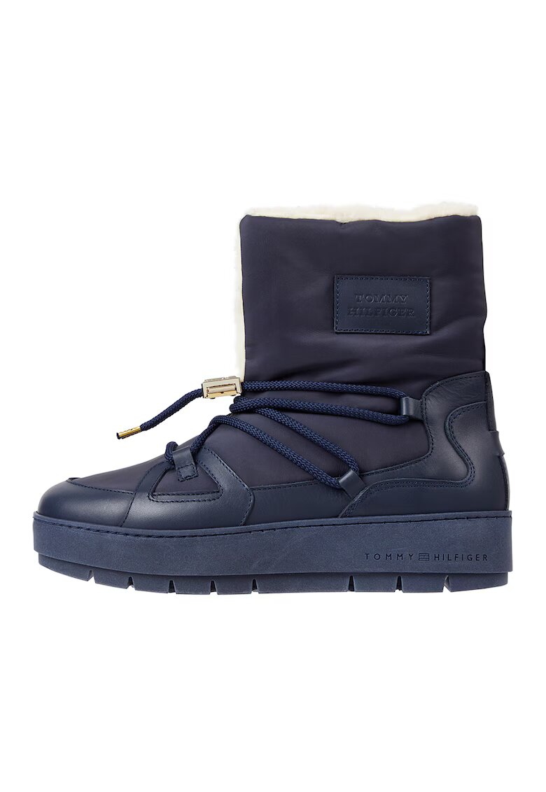 Tommy Hilfiger Cizme de iarna cu aplicate logo - Bleumarin