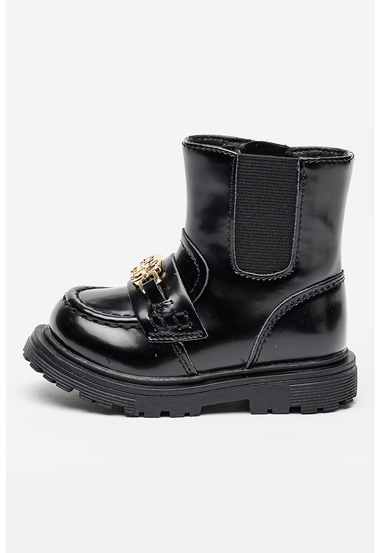 Tommy Hilfiger Cizme din piele ecologica cu garnitura din material textil - Auriu/Negru