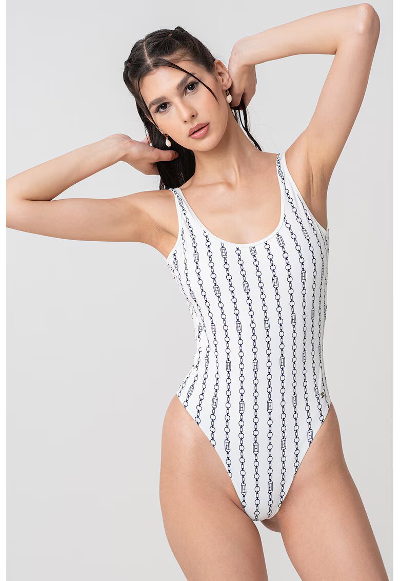 Tommy Hilfiger Costum de baie intreg cu imprimeu - Alb/Albastru ultramarin