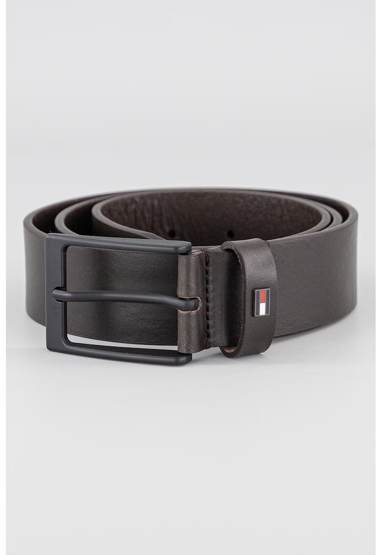 Tommy Hilfiger Curea de piele Layton - Negru/Negru stins
