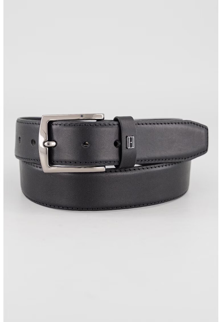 Tommy Hilfiger Curea din piele cu aplicatie logo discreta - Negru