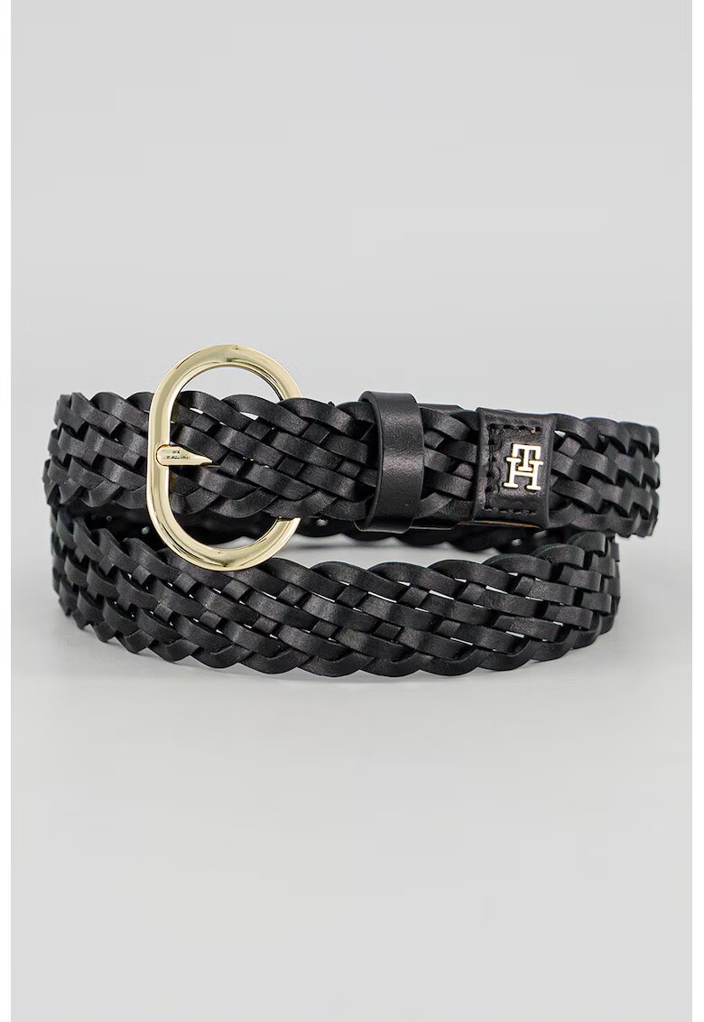 Tommy Hilfiger Curea impletita din piele Chic - Negru