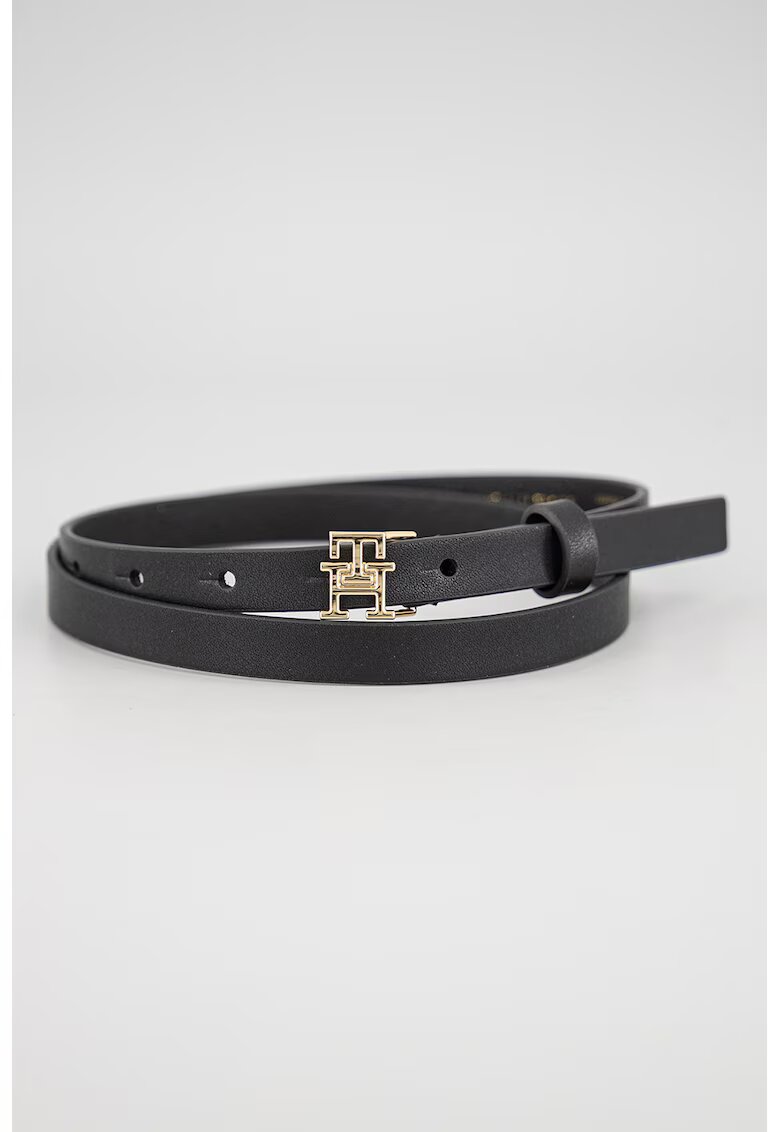 Tommy Hilfiger Curea ingusta din piele cu catarama in forma de logo - Negru