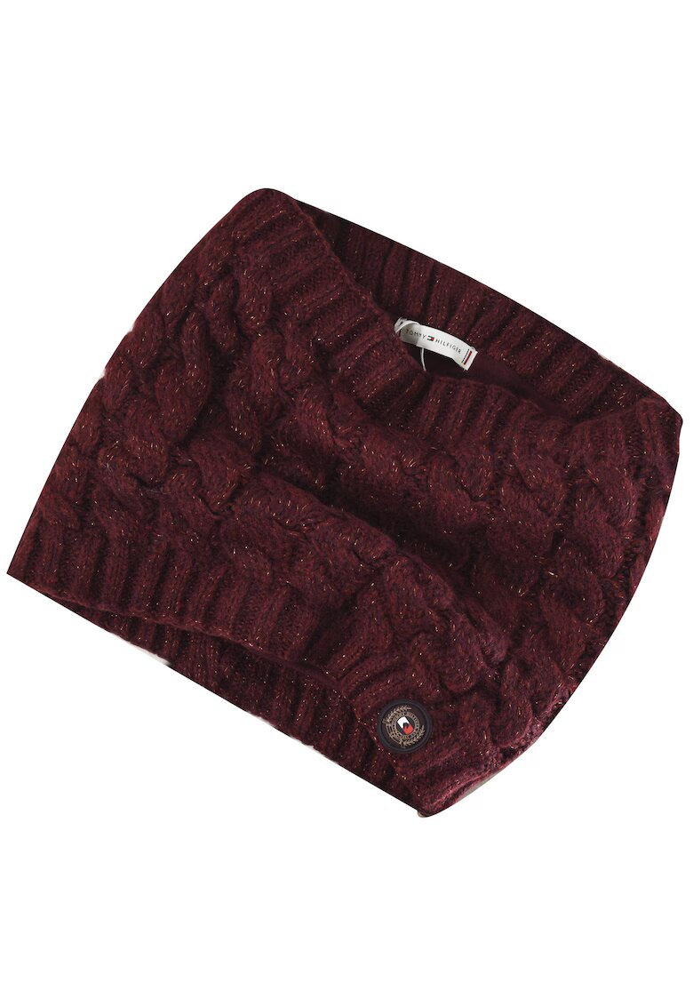 Tommy Hilfiger Esarfa Barbati - TH10273-024 - Moale Si Calduroasa - Tricot Groz - Polar Pe Interior - Logo Elegant - Fir Lucios - Placuta La Atingere - Ideala Pentru Utilizare Zilnica Si Zilele Reci De Iarna - Marime Universala - Bordo