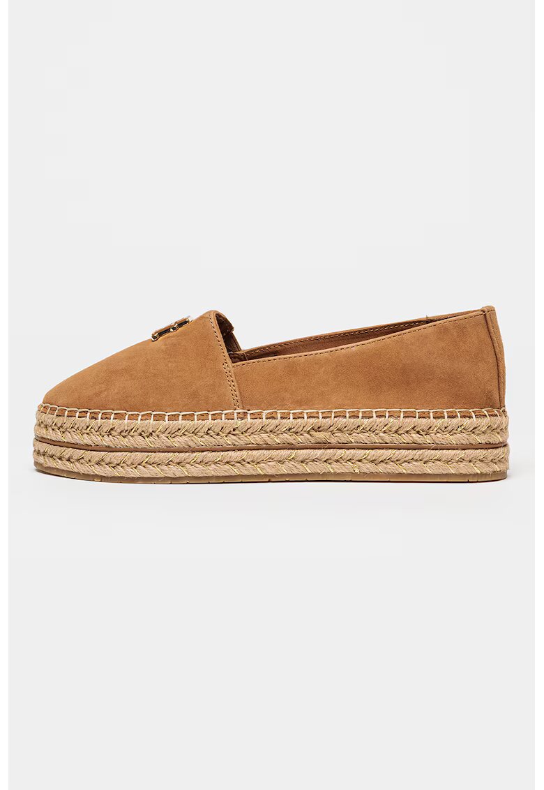 Tommy Hilfiger Espadrile din piele intoarsa cu talpa flatform - Maro scortisoara
