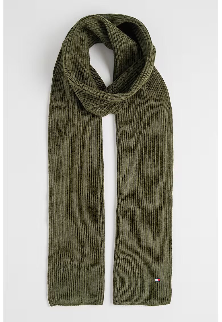 Tommy Hilfiger Fular striat din bumbac si casmir - Kaki pal