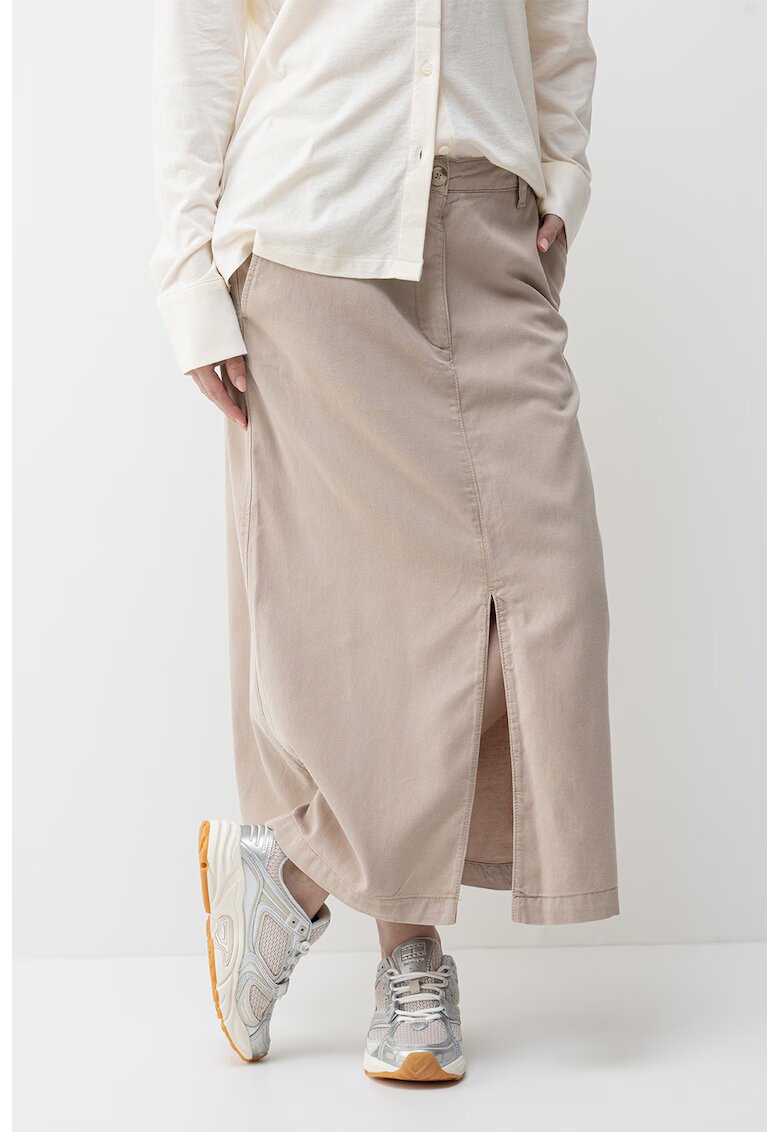 Tommy Hilfiger Fusta din amestec de lyocell cu slit frontal - Bej deschis
