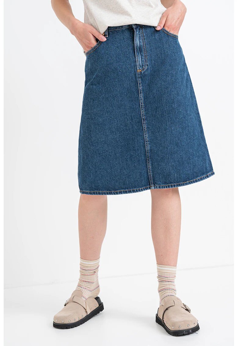 Tommy Hilfiger Fusta evazata din denim - Albastru royal