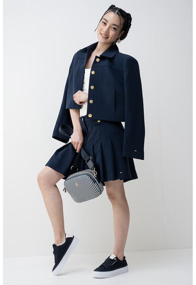 Tommy Hilfiger Fusta mini cu pliuri - Bleumarin