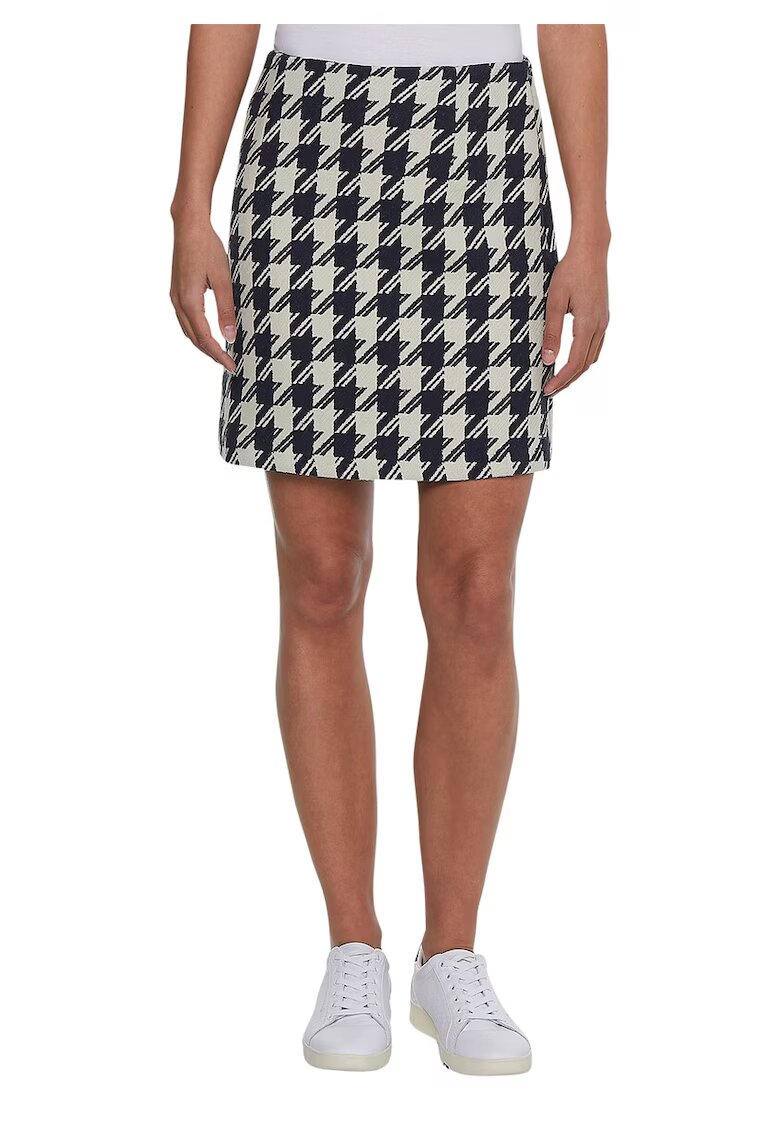 Tommy Hilfiger Fusta mini din jacquard cu model houndstooth - Alb/Negru