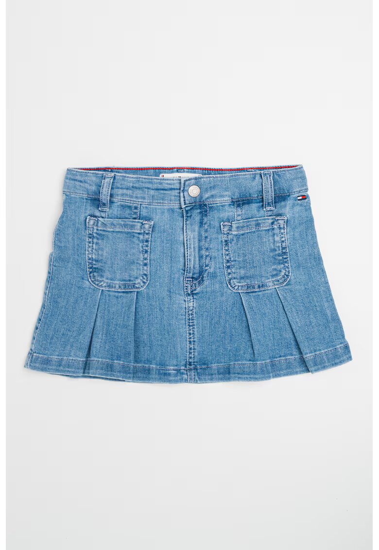 Tommy Hilfiger Fusta scurta din denim - Albastru pastel