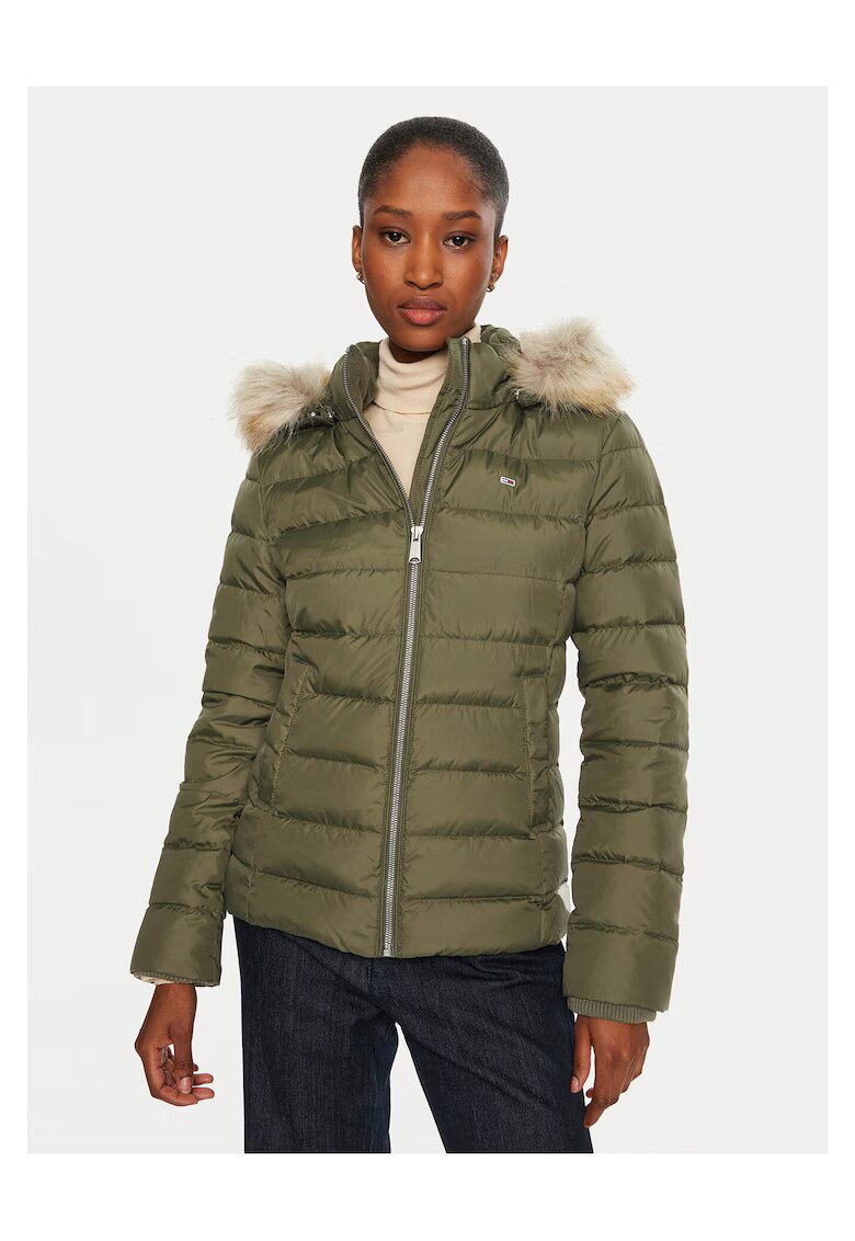 Tommy Hilfiger Geaca de puf dama verde - fabricata din material usor -