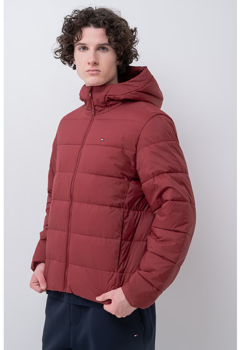 Tommy Hilfiger Geaca matlasata cu buzunare laterale - Rosu inchis