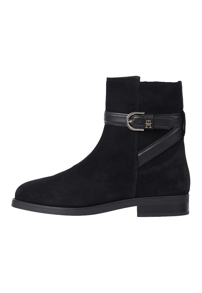 Tommy Hilfiger Ghete de piele intoarsa - Negru
