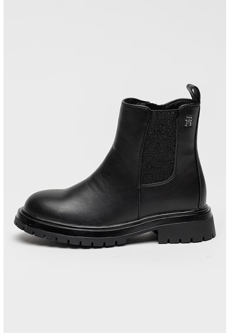 Tommy Hilfiger Ghete din piele ecologica cu segment elastic - Negru