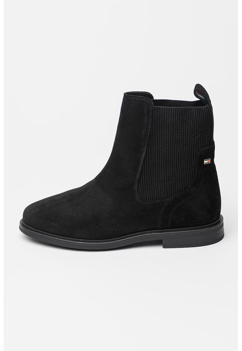 Tommy Hilfiger Ghete din piele intoarsa cu varf rotund - Negru