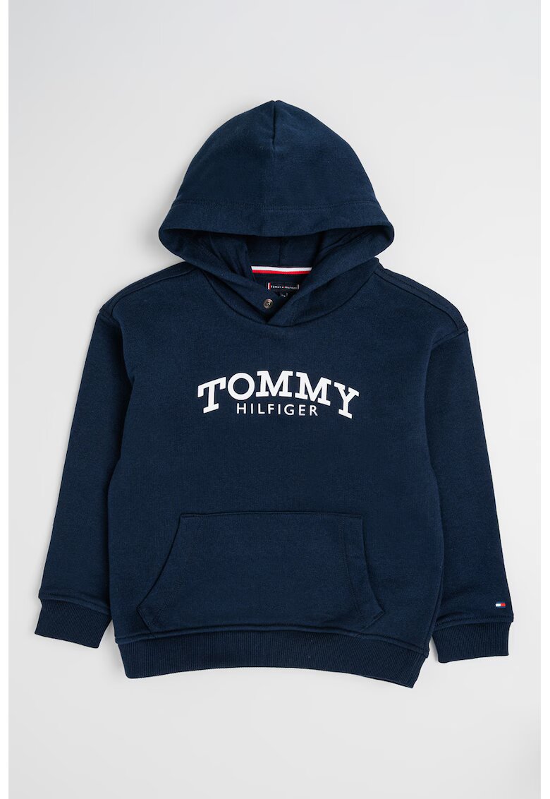Tommy Hilfiger Hanorac cu imprimeu logo si buzunar knagaroo - Bleumarin