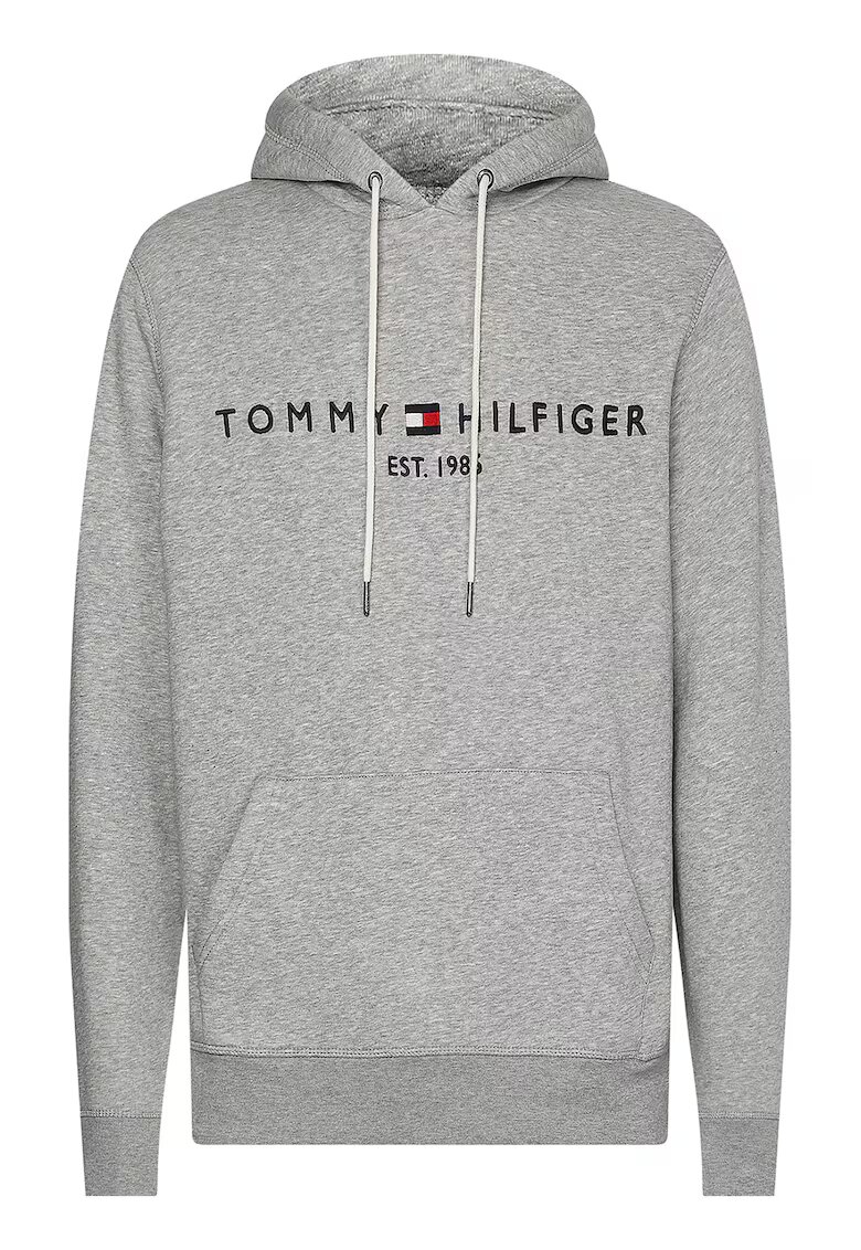 Tommy Hilfiger Hanorac din amestec de bumbac organic cu broderie logo - Albastru ultramarin/Gri melange