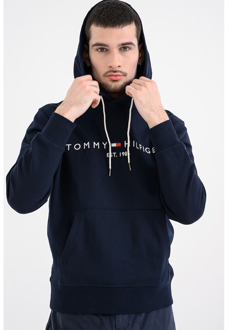 Tommy Hilfiger Hanorac din bumbac organic cu logo brodat - Bleumarin