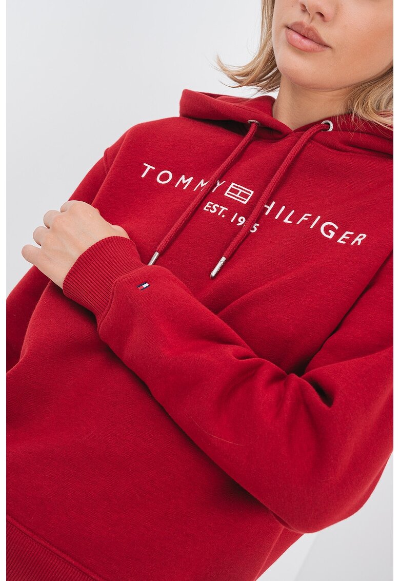 Tommy Hilfiger Hanorac lejer cu snur de ajustare si broderie logo - Rosu