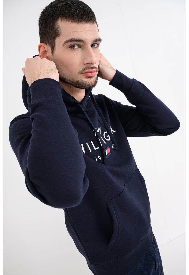 Tommy Hilfiger Hanorac slim-fit cu imprimeu logo - Bleumarin