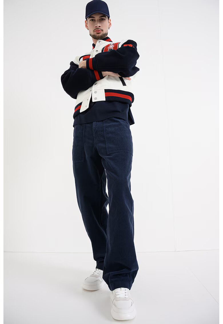 Tommy Hilfiger Jacheta bomber din amestec de lana - Alb murdar/Bleumarin