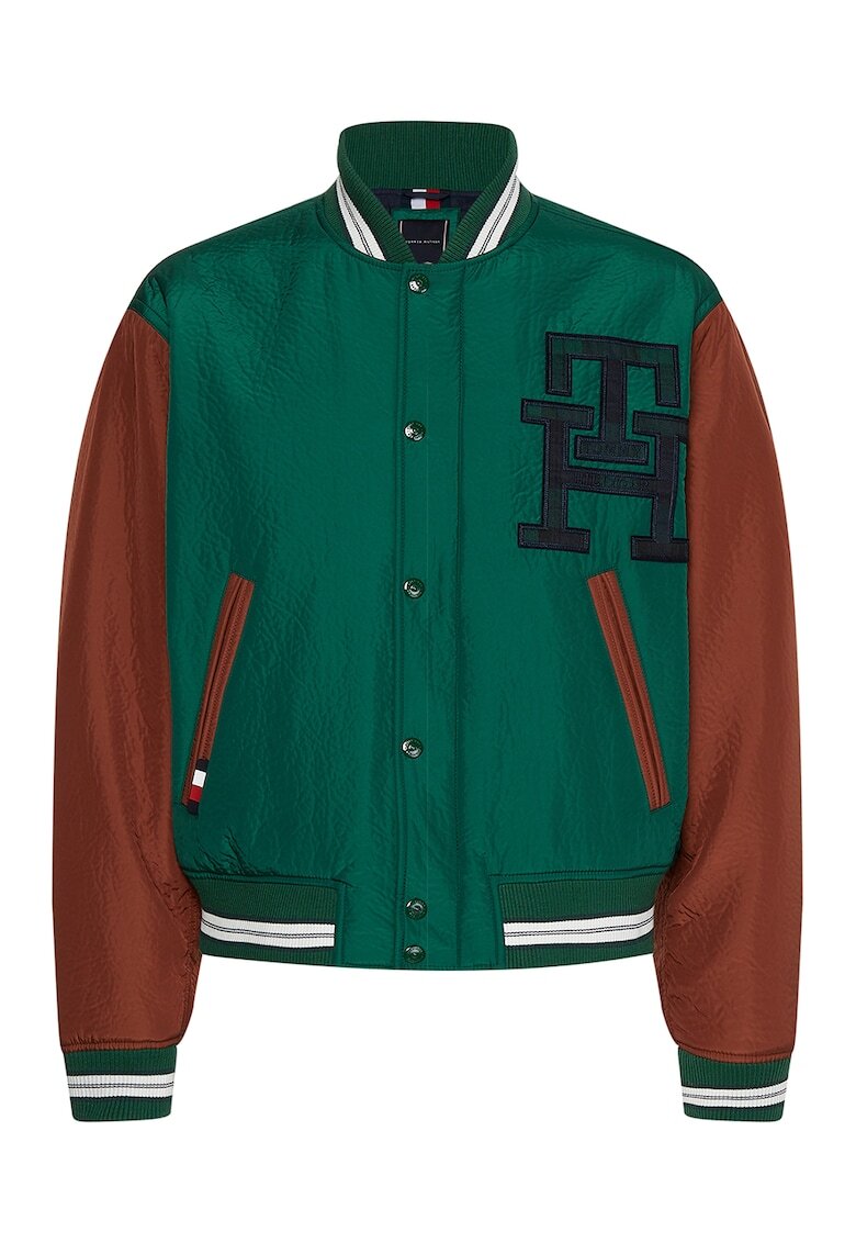 Tommy Hilfiger Jacheta college cu model colorblock - Verde/Rosu inchis