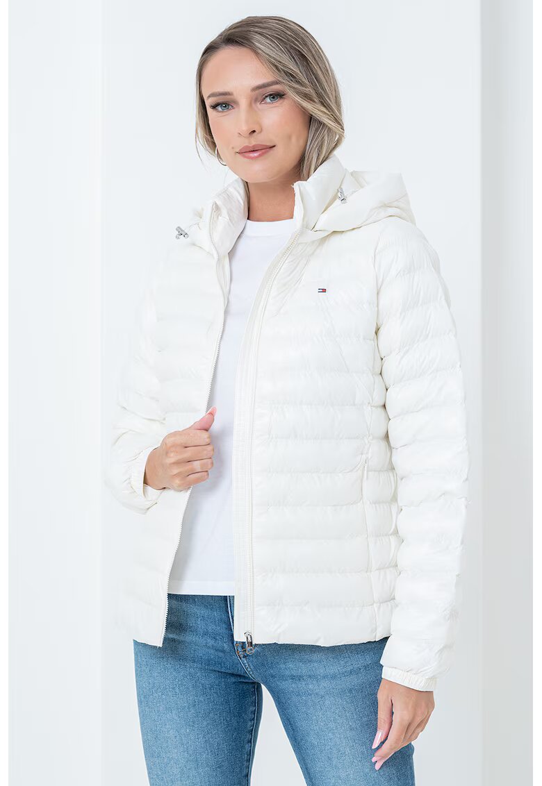 Tommy Hilfiger Jacheta cu finisaj rezistent la apa si fermoar - Alb