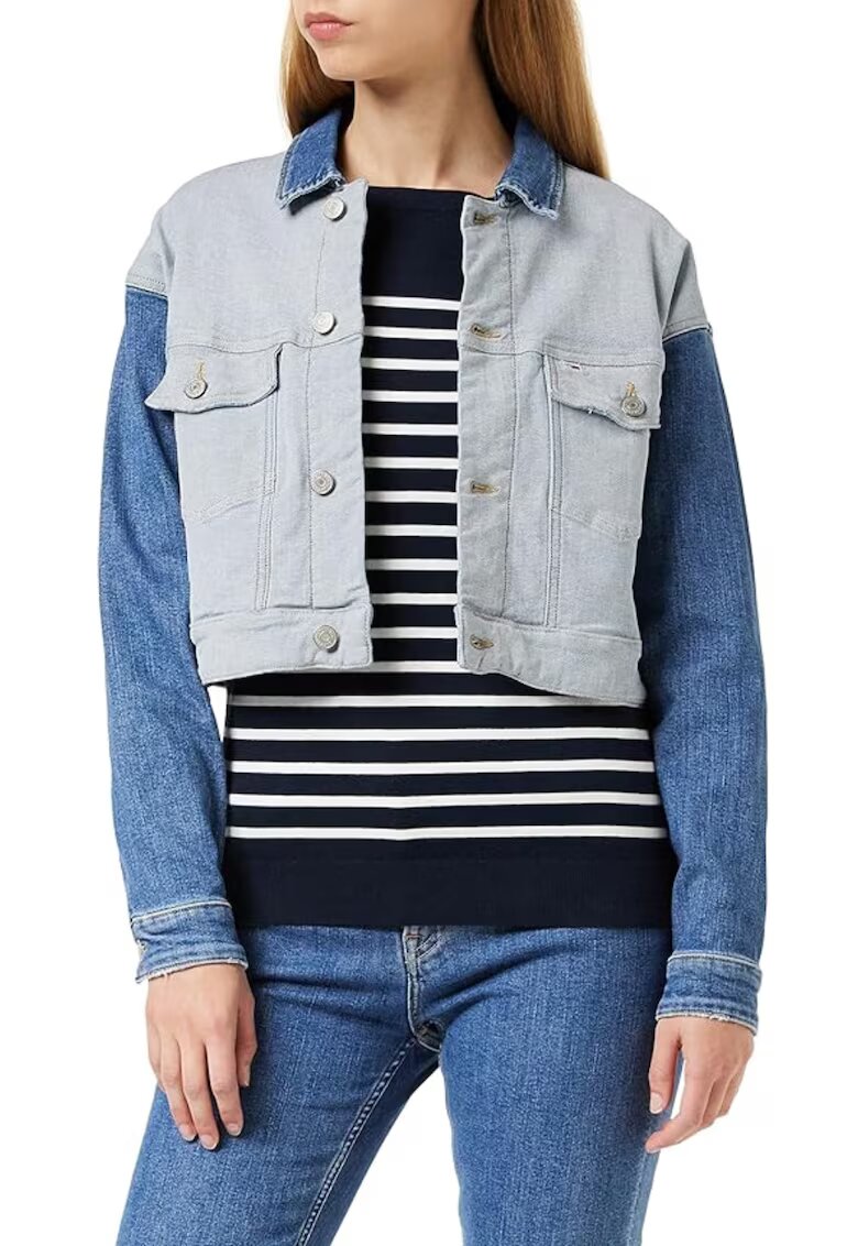 Tommy Hilfiger Jacheta din denim cu maneci contrastante -