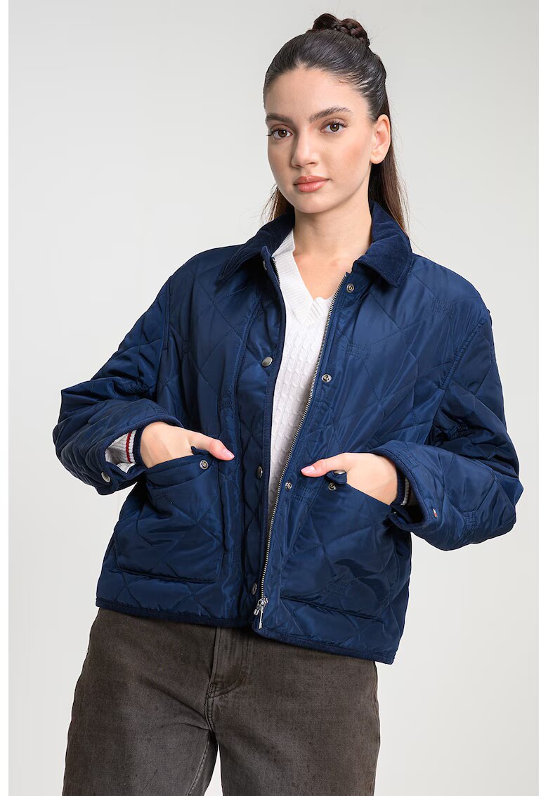 Tommy Hilfiger Jacheta matlasata cu buzunare supradimensionate cu clapa - Bleumarin