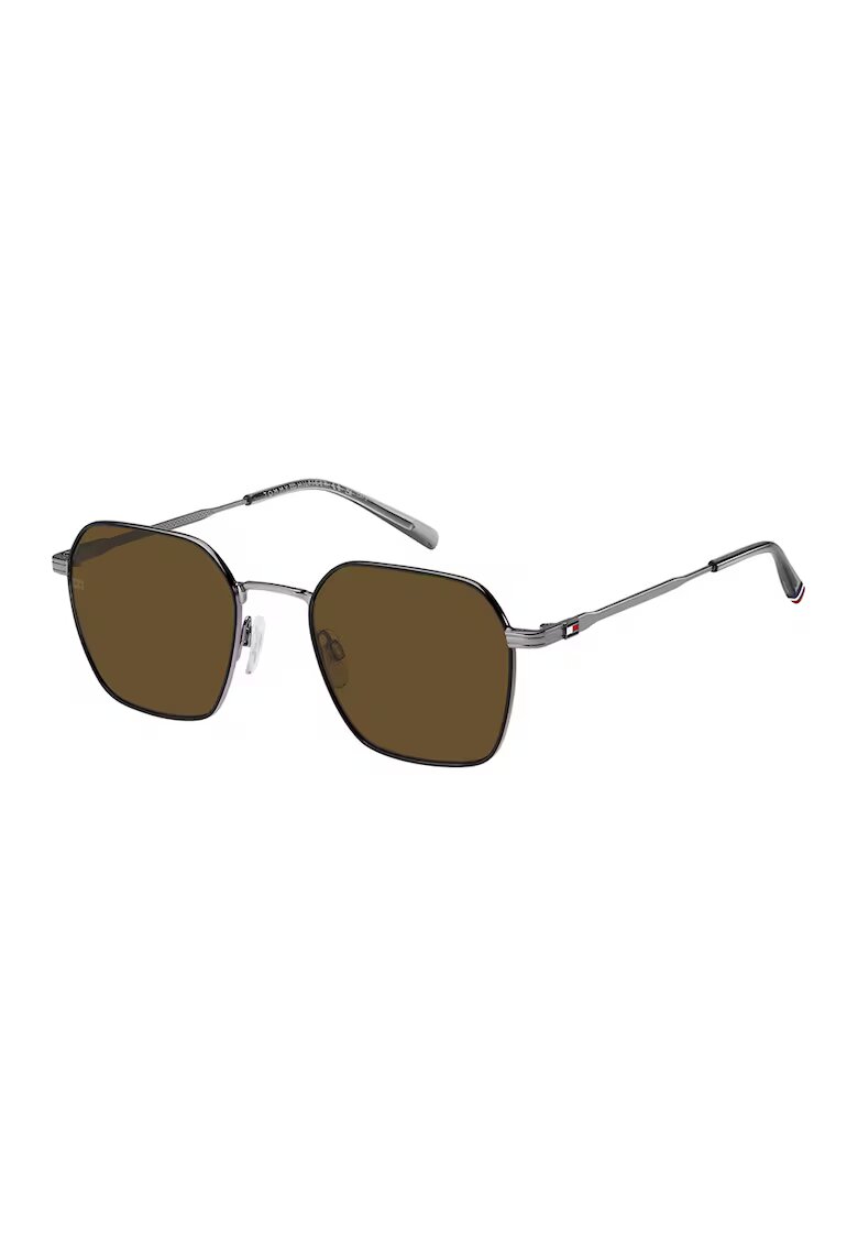 Tommy Hilfiger Ochelari de soare hexagonali cu rama metalica - Argintiu
