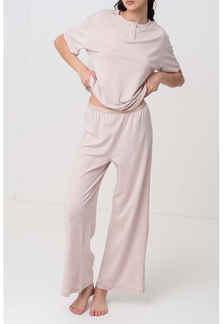 Tommy Hilfiger Pantaloni de pijama din amestec de bumbac organic - Bej inchis