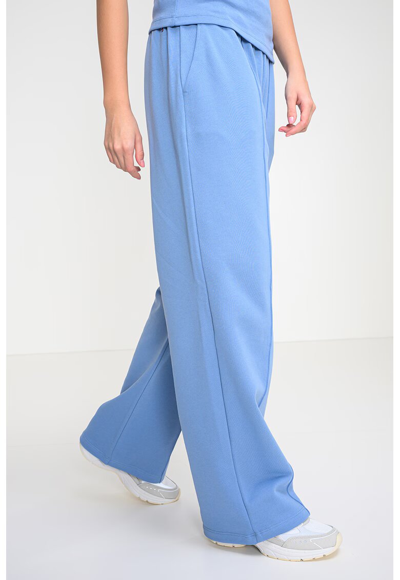 Tommy Hilfiger Pantaloni de trening cu croiala dreapta si cusaturi pe partea din fata - Albastru deschis