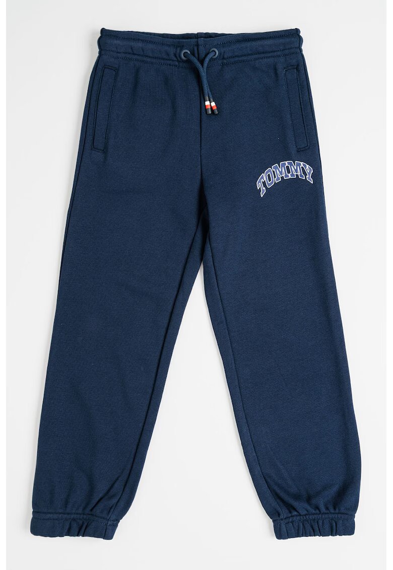 Tommy Hilfiger Pantaloni de trening cu imprimeu logo - Bleumarin