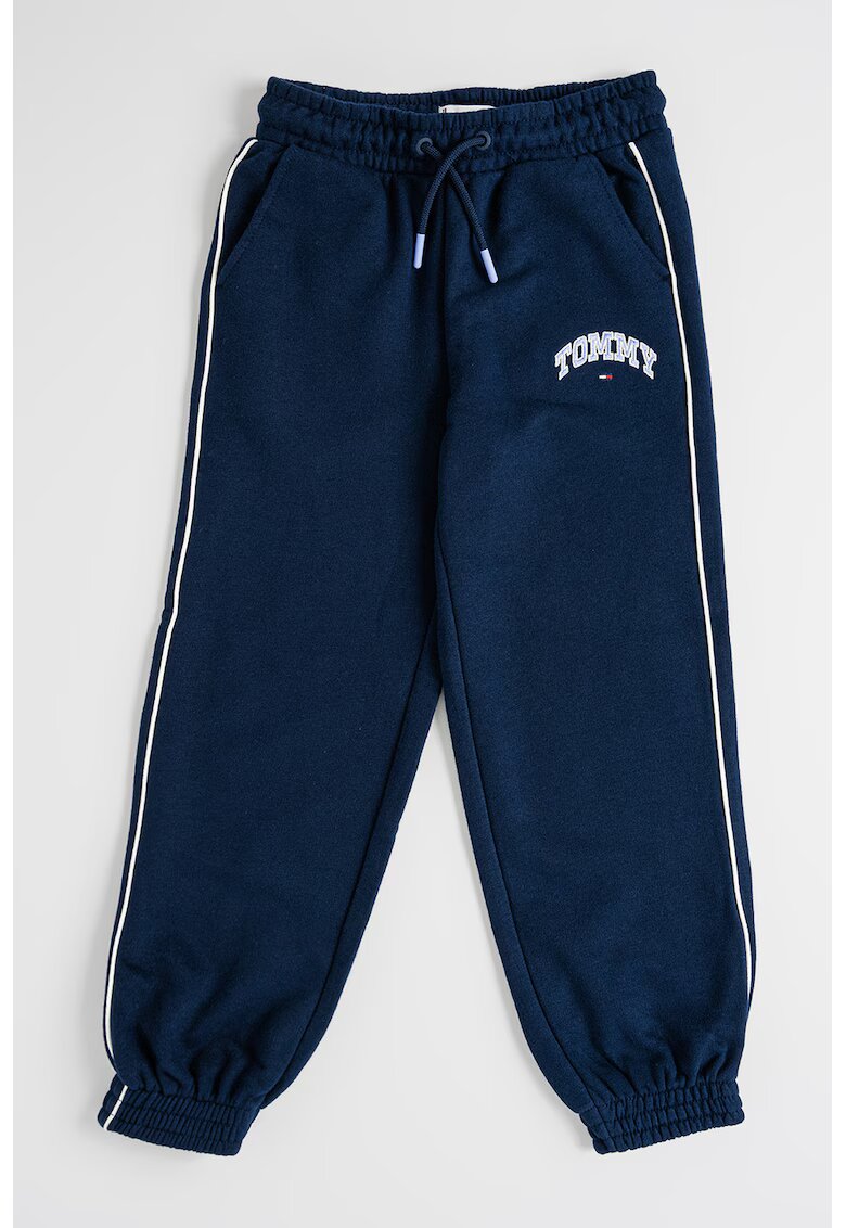 Tommy Hilfiger Pantaloni de trening din amestec de bumbac cu logo - Bej deschis/Bleumarin