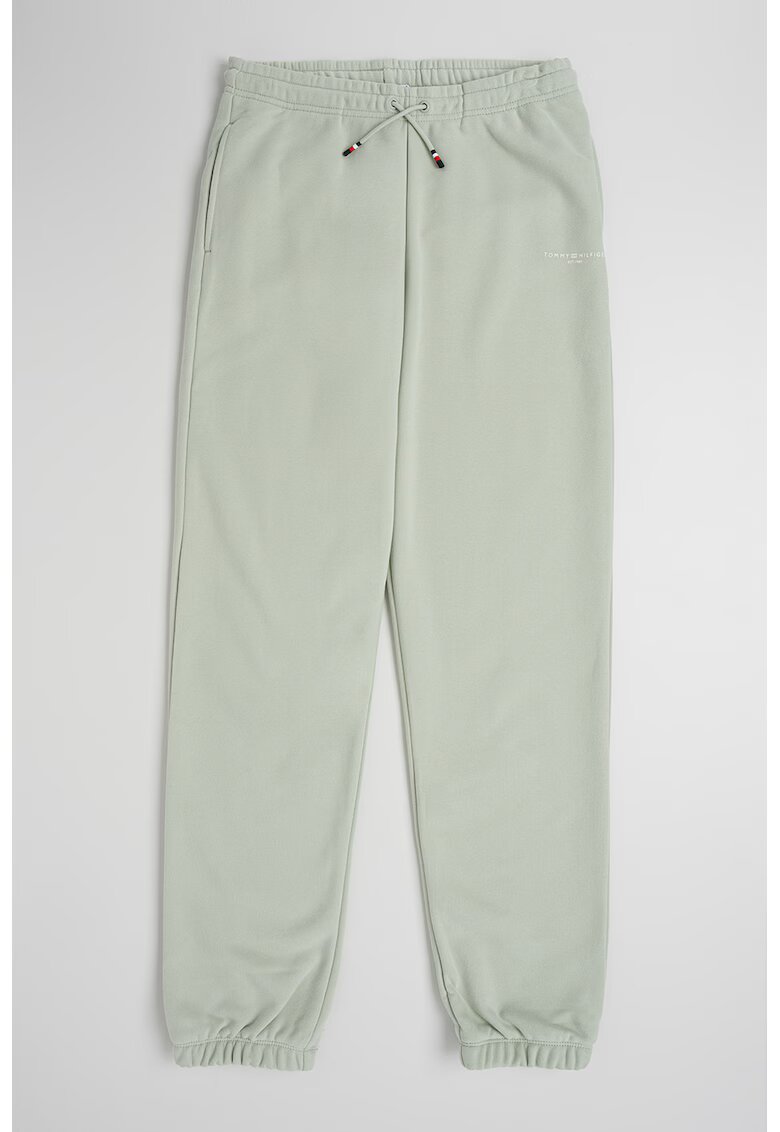 Tommy Hilfiger Pantaloni de trening din amestec de bumbac cu snur ajustabil - Negru/Verde pal