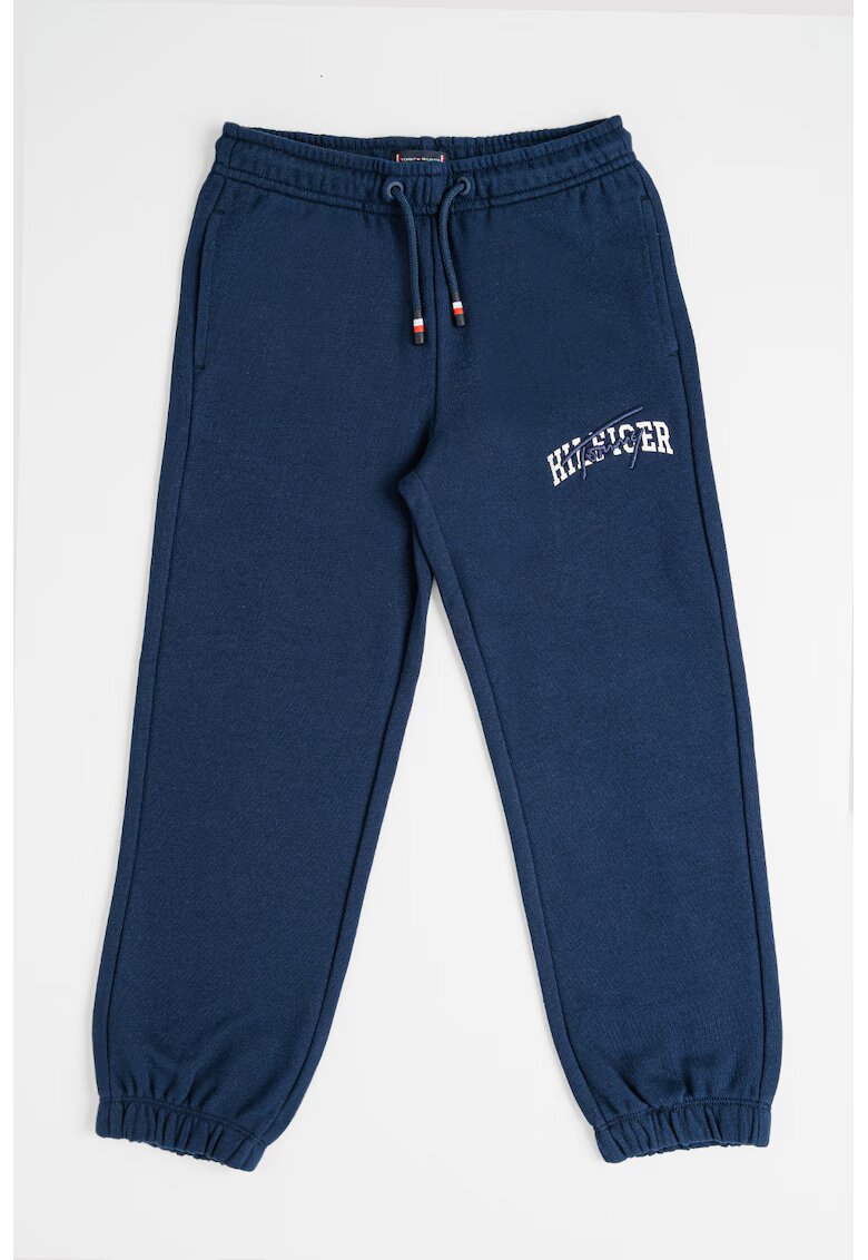Tommy Hilfiger Pantaloni de trening relaxed-fit cu logo - Alb fildes/Albastru ultramarin
