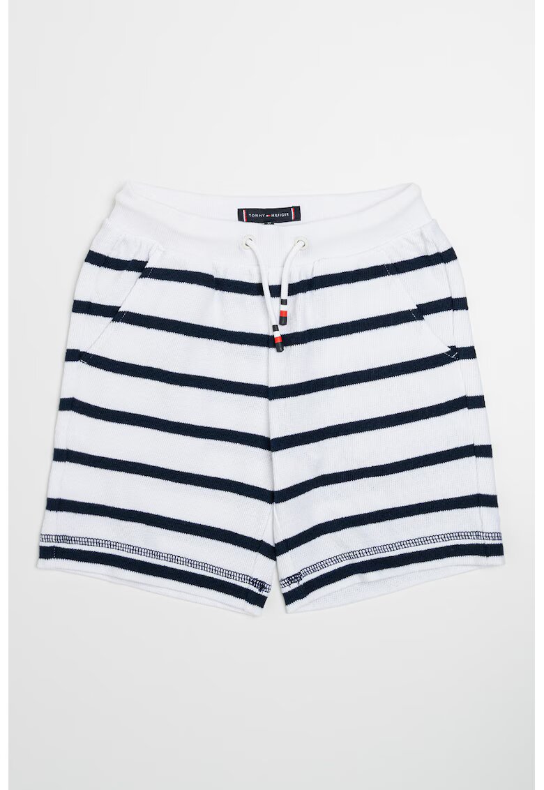 Tommy Hilfiger Pantaloni scurti de bumbac cu dungi - Alb/Bleumarin