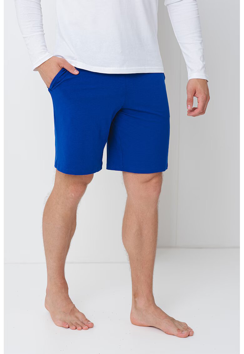 Tommy Hilfiger Pantaloni scurti de pijama din amestec de modal cu buzunare laterale - Albastru royal