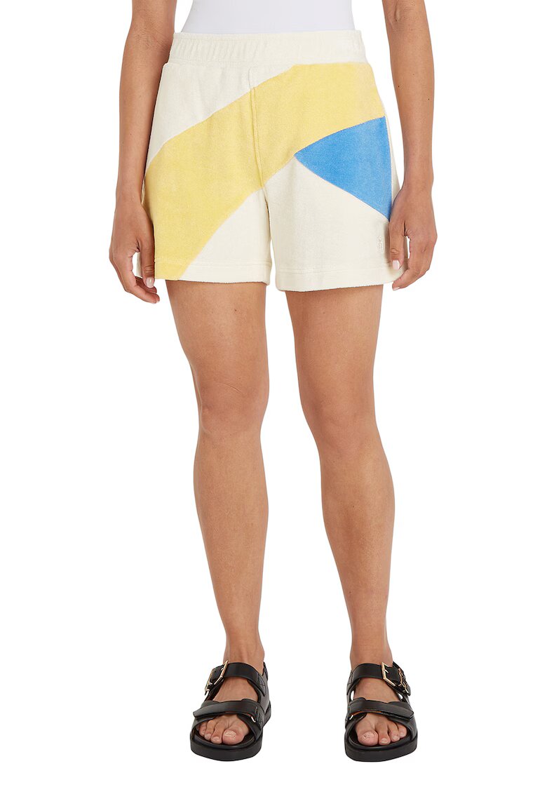Tommy Hilfiger Pantaloni scurti din bumbac cu talie elastica - Alb/Galben/Albastru