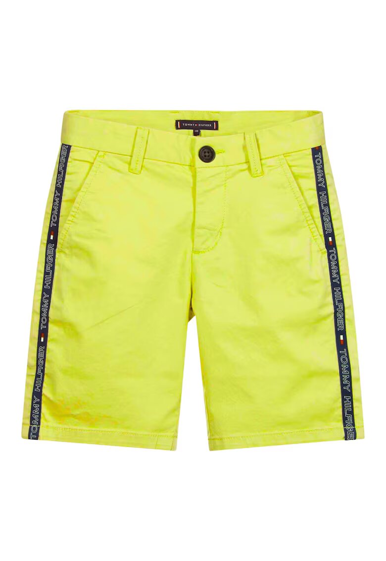 Tommy Hilfiger Pantaloni scurti verde neon cu dungi pentru baieti - 128