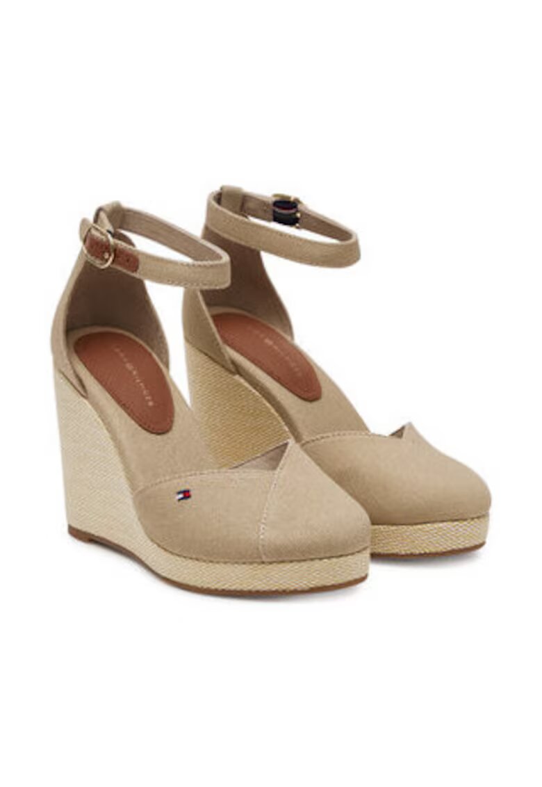Tommy Hilfiger Pantofi dama - bej - textil - toc plat - inchidere cu catarama