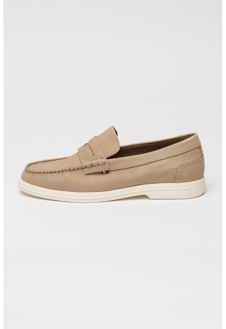 Tommy Hilfiger Pantofi loafer din piele intoarsa cu varf rotund - Maro nisip
