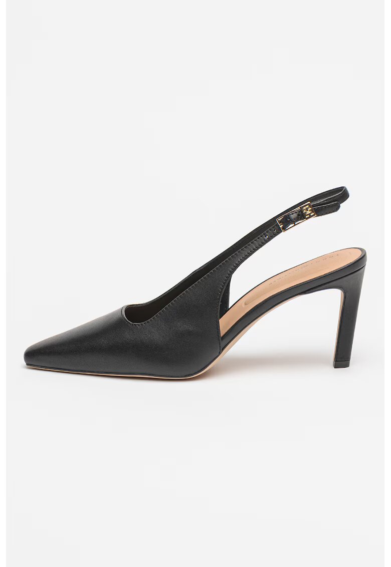 Tommy Hilfiger Pantofi slingback de piele cu varf ascutit - Negru