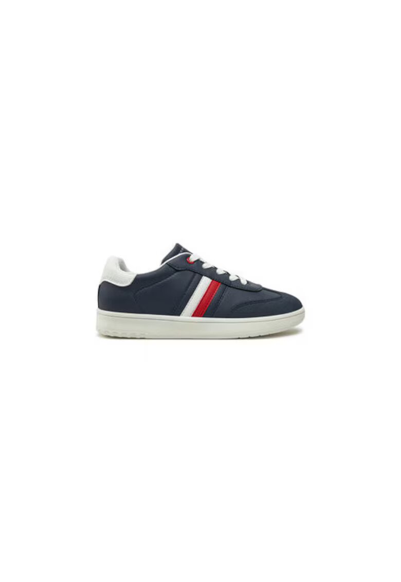 Tommy Hilfiger Pantofi sport copii - piele ecologica - bleumarin - talpa alba - dunga rosie si alba