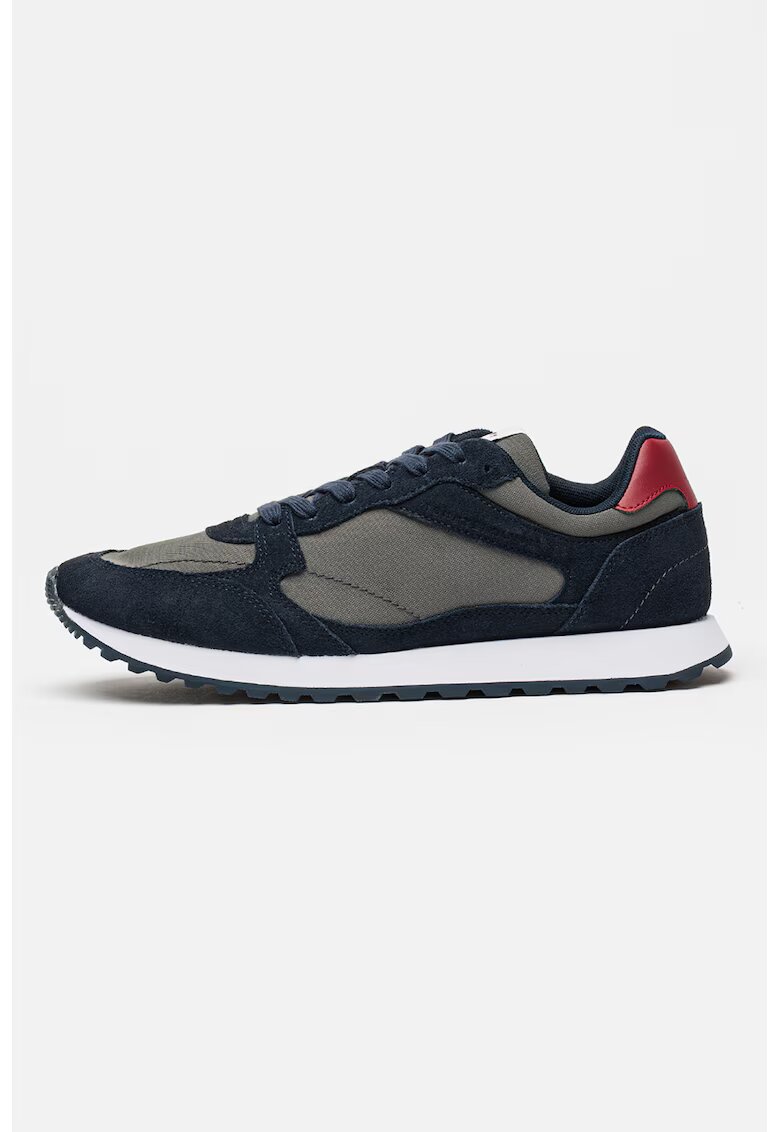 Tommy Hilfiger Pantofi sport cu garnituri din piele intoarsa New Runner - Gri inchis/Bleumarin