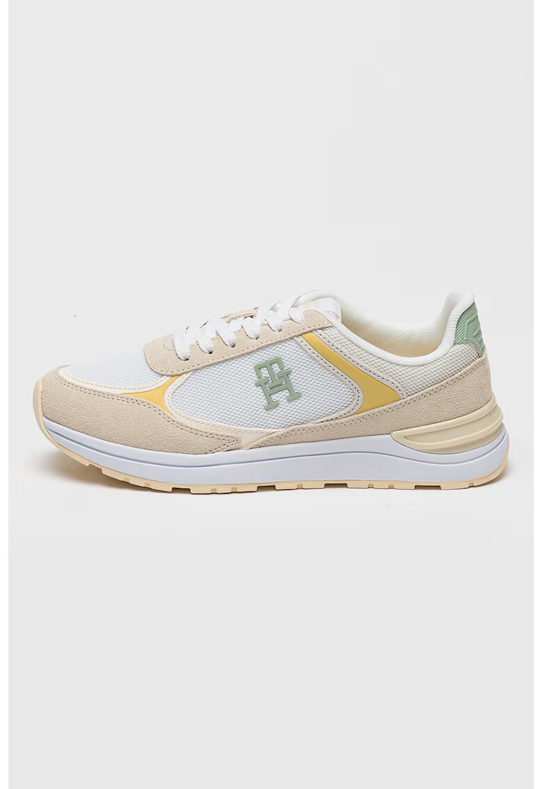 Tommy Hilfiger Pantofi sport cu insertii din piele intoarsa - Alb/Crem